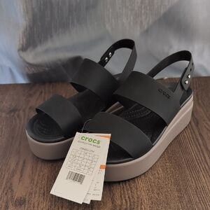 CROCS Black and Gray Platform Sandals